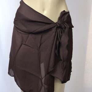 Lago Mar Brown Solid Color Tie Sarong Skirt.  New With Tags.
